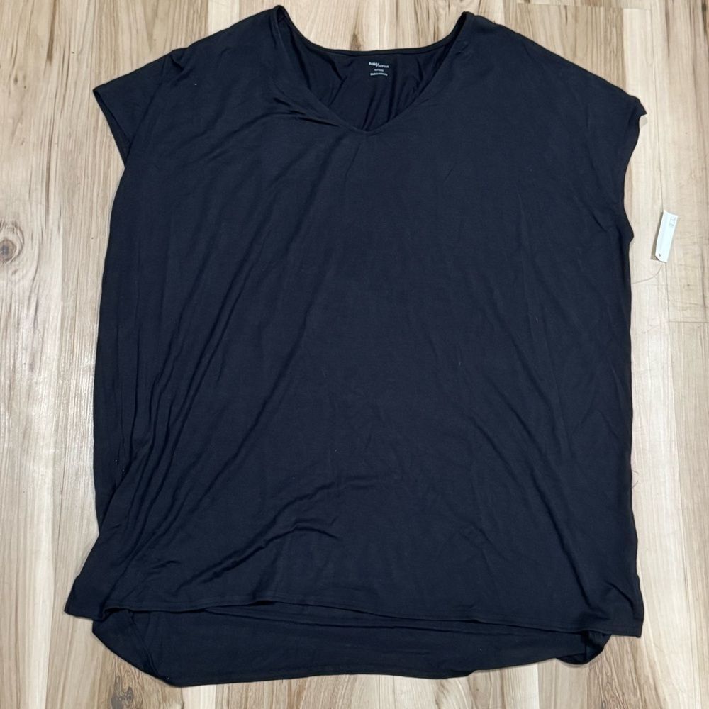 NEW Anthropologie Daily Ritual Black Short Sleeve Shirt Women’s XL